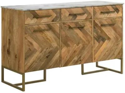 Keaton - Marble Top Herringbone Accent Cabinet