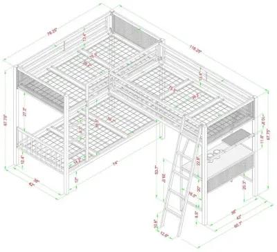 Meyers - Metal Bunk Bed With Loft