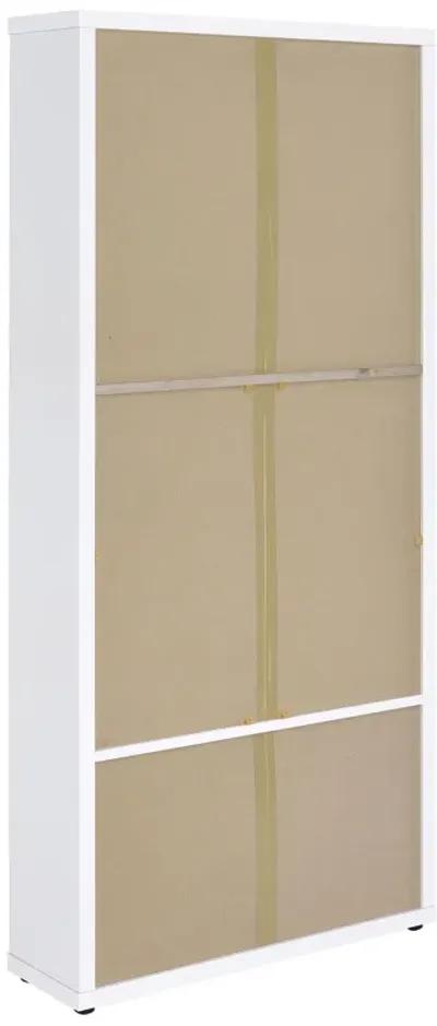 Hawthorne - 4-Shelf Glass Door Tall Cabinet With Drawers - White