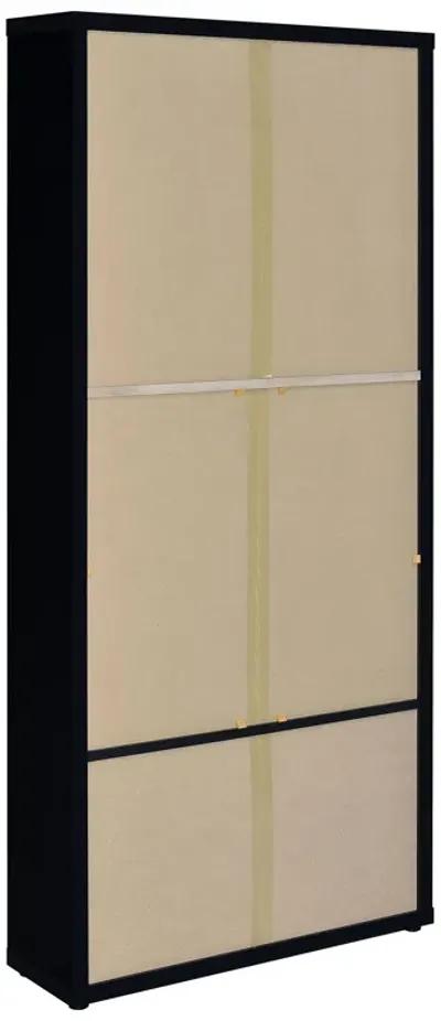 Hawthorne - 4-Shelf Glass Door Tall Cabinet With Drawers - Black