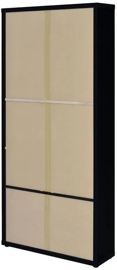 Hawthorne - 4-Shelf Glass Door Tall Cabinet With Drawers - Black