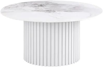 Rowena - Round Sintered Stone Coffee Table - White Faux Marble