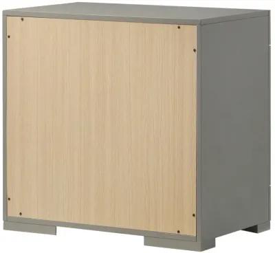 Ives - 2-Drawer Nightstand Bedside Table - Gray High Gloss