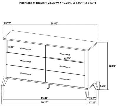 Kaywood - 6-Drawer Dresser Cabinet - Natural Pine