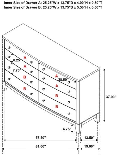 Granada - 8-Drawer Dresser Cabinet - Natural Pine