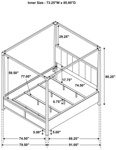 Gran Park - California King Four Poster Canopy Bed - Dark Cocoa