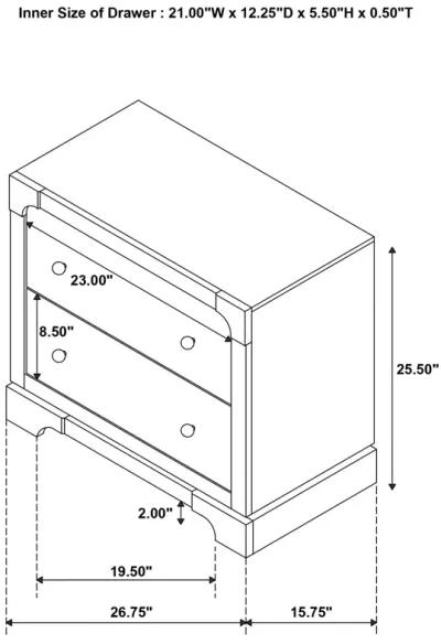 Gran Park - 2-Drawer Nightstand Bedside Table - Dark Cocoa