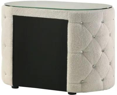 Sonya - 2-Drawer Upholstered Nightstand Bedside Table - Ivory