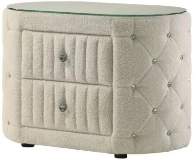 Sonya - 2-Drawer Upholstered Nightstand Bedside Table - Ivory