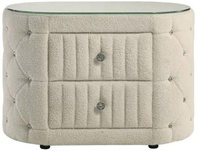 Sonya - 2-Drawer Upholstered Nightstand Bedside Table - Ivory