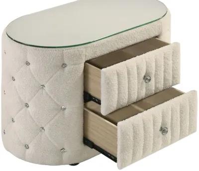 Sonya - 2-Drawer Upholstered Nightstand Bedside Table - Ivory