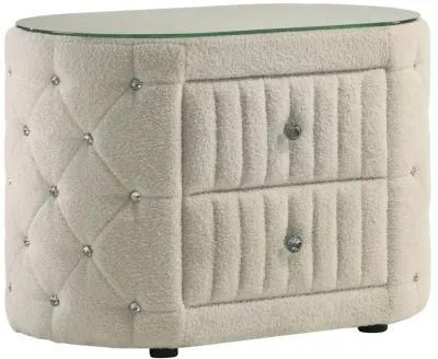 Sonya - 2-Drawer Upholstered Nightstand Bedside Table - Ivory