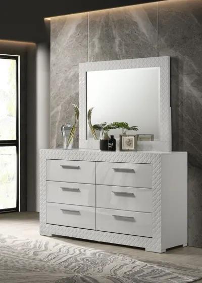 Ives - 6-Drawer Dresser And Mirror - White High Gloss