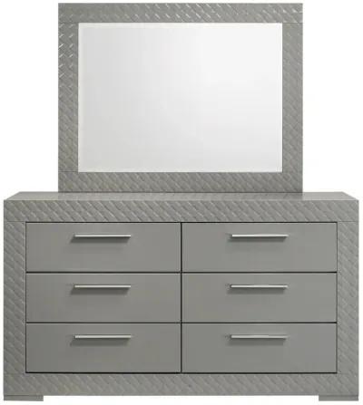 Ives - 6-Drawer Dresser And Mirror - Gray High Gloss