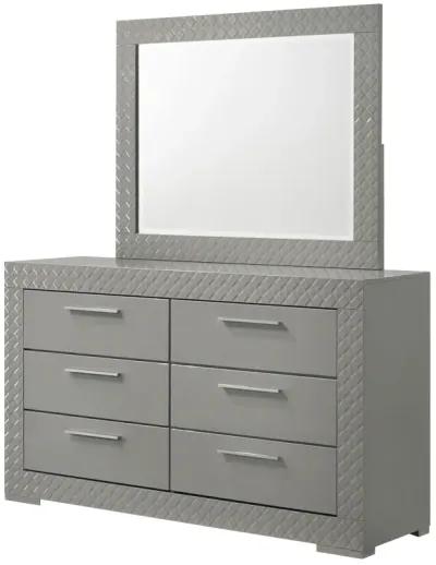 Ives - 6-Drawer Dresser And Mirror - Gray High Gloss