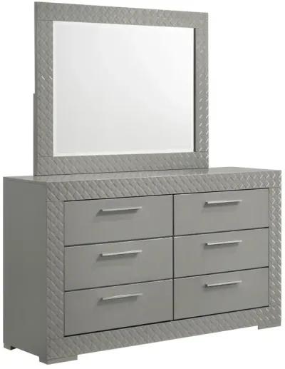 Ives - 6-Drawer Dresser And Mirror - Gray High Gloss