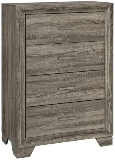 Wright - 4-Drawer Chest Of Drawers - Brown Oak