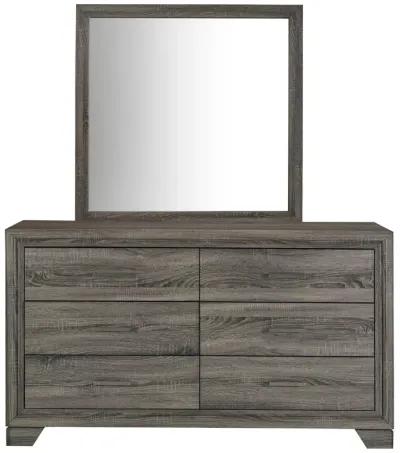 Wright - 6-Drawer Dresser And Mirror - Brown Oak