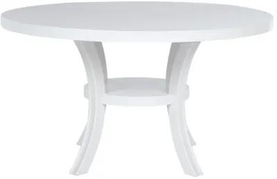 Judd - Round Dining Wood Table With Shelf - Pearl White