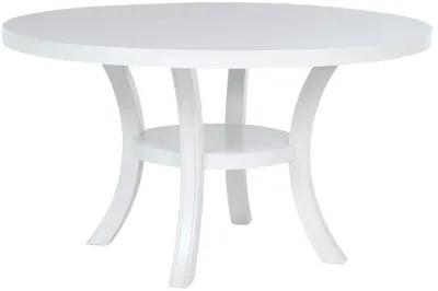 Judd - Round Dining Wood Table With Shelf - Pearl White