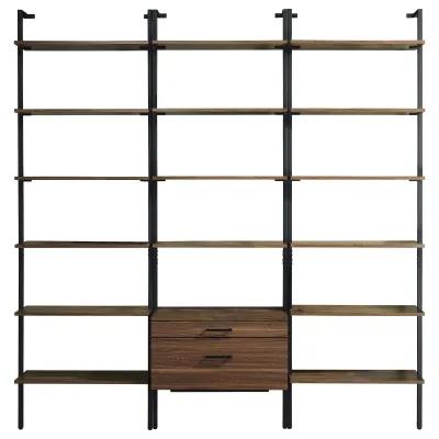 Owens - 3-Piece Wall Mounted Bookshelf Set - Walnut