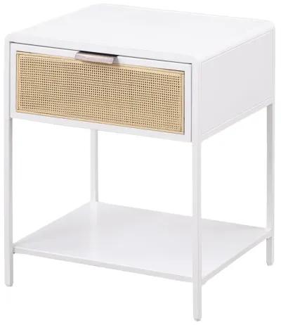 Amherst - 1-Drawer Radio Weave Rattan Metal Side Table