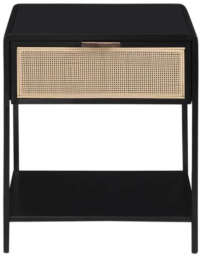 Amherst - 1-Drawer Radio Weave Rattan Metal Side Table