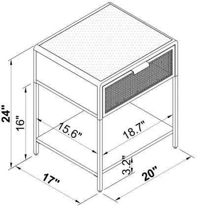 Amherst - 1-Drawer Radio Weave Rattan Metal Side Table