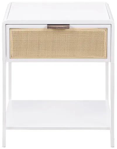 Amherst - 1-Drawer Radio Weave Rattan Metal Side Table