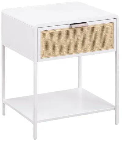 Amherst - 1-Drawer Radio Weave Rattan Metal Side Table