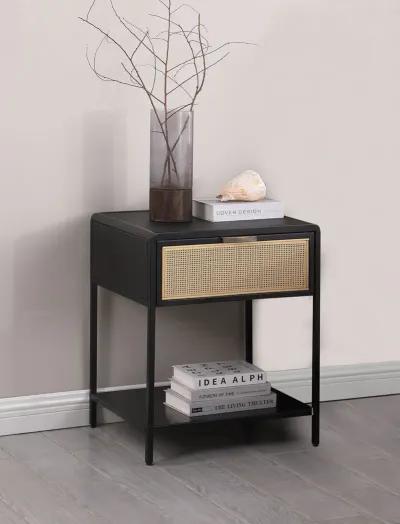 Amherst - 1-Drawer Radio Weave Rattan Metal Side Table