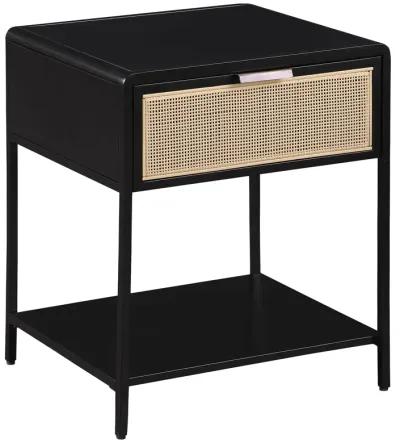 Amherst - 1-Drawer Radio Weave Rattan Metal Side Table