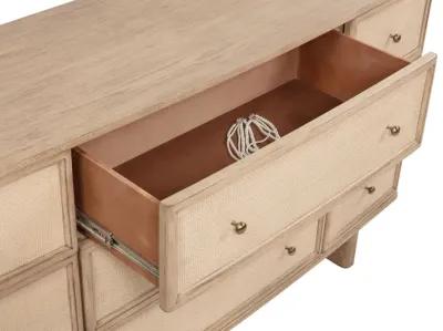 Kailani - 9-Drawer Dresser & Mirror - Beige Oak