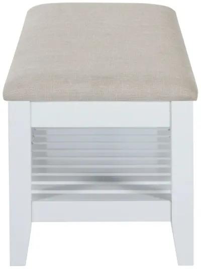 Bexhill - Upholstered Rectangular Bench with Shelf - White