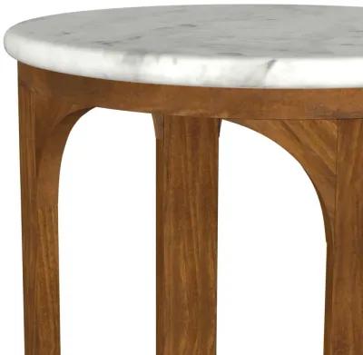 Berkeley - Round Marble Top Side Table - White And Brown