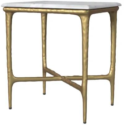 Baldwin - Rectangular Marble Top Side Table - White And Gold