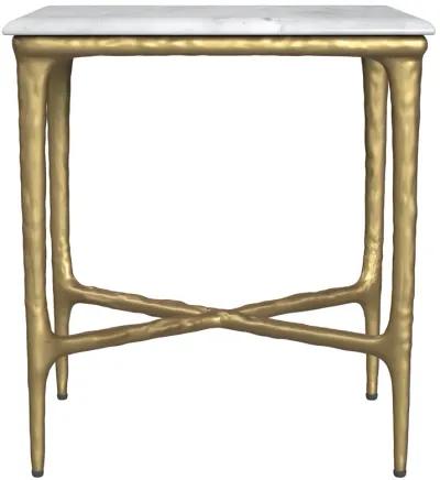 Baldwin - Rectangular Marble Top Side Table - White And Gold