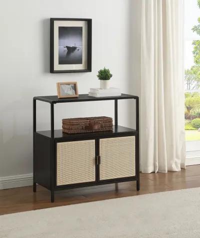 Amherst - 2-Door Radio Weave Cane Metal Accent Cabinet