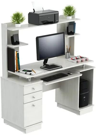 Computer Desk With Three Drawers - White