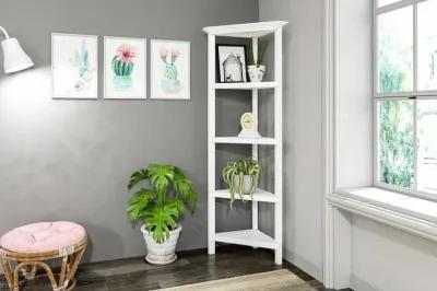 Solid Wood Corner Bookcase - White