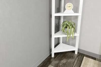 Solid Wood Corner Bookcase - White