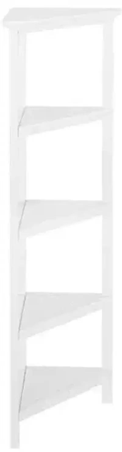 Solid Wood Corner Bookcase - White