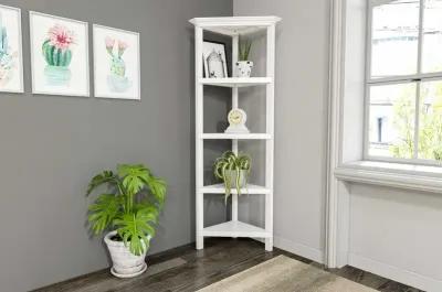 Solid Wood Corner Bookcase - White