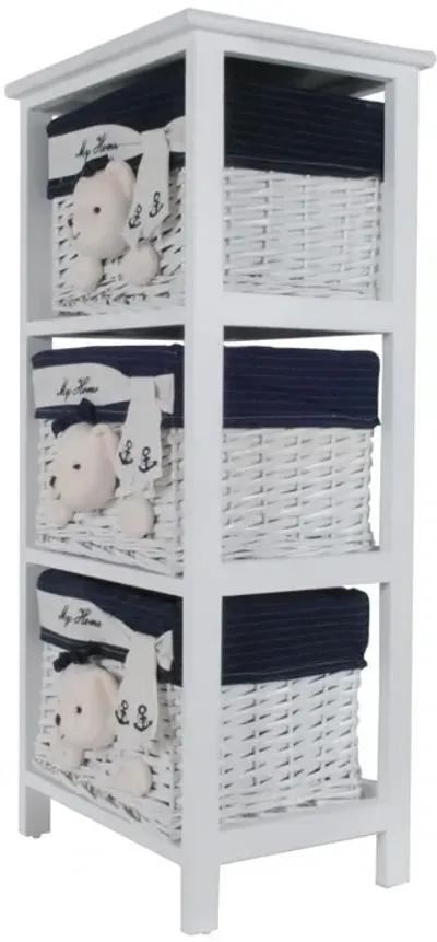 Portable 3 Drawers - White Blue