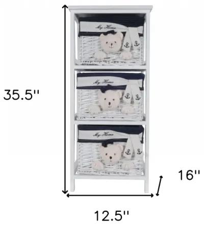 Portable 3 Drawers - White Blue