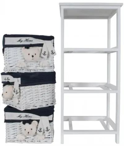 Portable 3 Drawers - White Blue