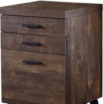 Particle Board And Filing Cabinet With 3 Drawers - Brown