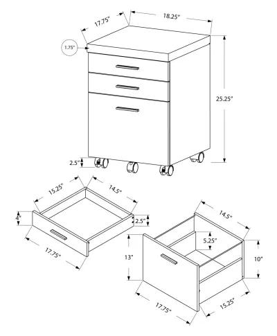 Particle Board And Filing Cabinet With 3 Drawers - Brown