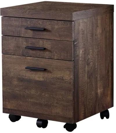 Particle Board And Filing Cabinet With 3 Drawers - Brown