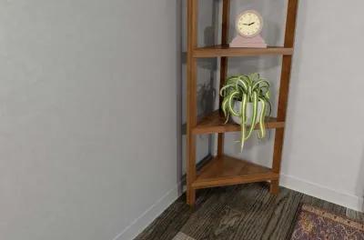 Solid Wood Four Tier Corner Bookcase - Walnut